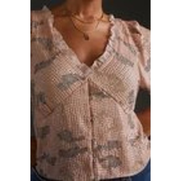 NEW Anthropologie Forever That Girl‎ Sequin Top Ruffle Trim Blouse Party XS - Picture 3 of 16